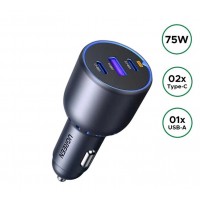 Sạc USB 3 cổng cho ô tô QC 3.0 và Type-C màu ghi xám Ugreen 35024 EC703